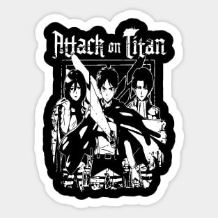 Attack on Titan Eren, Mikasa & Levi Artwork Sticker